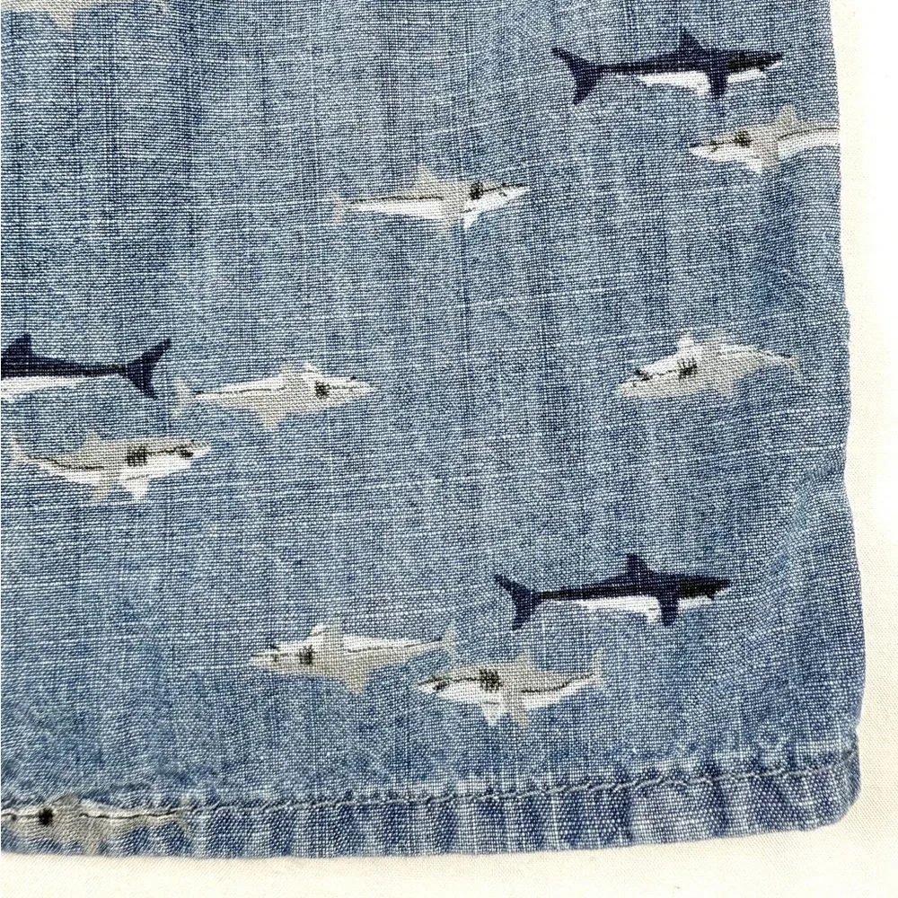 OSHKOSH B'GOSH Baby Boys' Shark Print‎ Chambray Nautical Button Down Size 12M